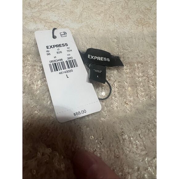 Express Womans Sweater Natural/Silver Flex  Sz L NWT - Picture 5 of 6